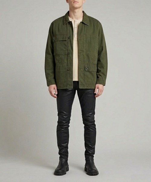 G-STAR（ジースター）の「Reversible Overshirt/リバーシブルオーバーサイズリラックスシャツジャケット/カモ柄（ミリタリージャケット・メンズ・カーキ・X-LARGE/X-SMALL/LARGE/MEDIUM/SMALL）」の9枚目の写真