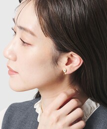 リボンパヴェ＆イミテーションパール ピアス（ピアス（両耳用