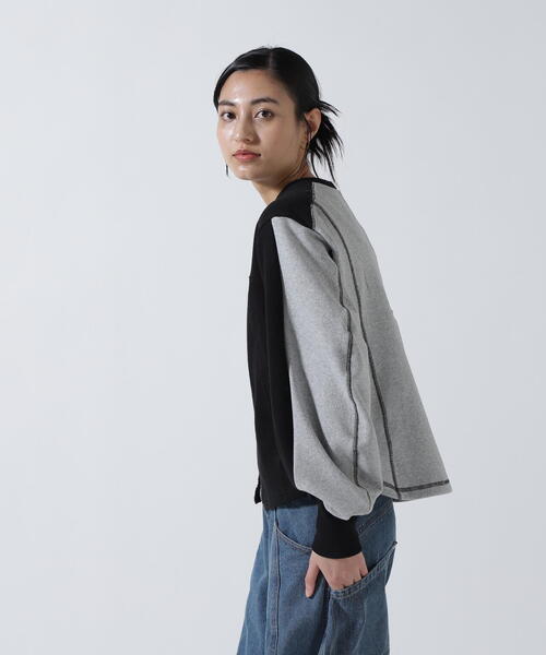 AULA AILA(アウラアイラ)の「AULA AILA(アウラ アイラ)別注2WAYキーネックプルオーバー(Tシャツ/カットソー・レディース・アイボリー/ブラック・F)」の1枚目の写真