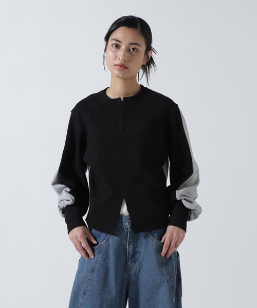 AULA AILA(アウラアイラ)の「AULA AILA(アウラ アイラ)別注2WAYキーネックプルオーバー(Tシャツ/カットソー・レディース・アイボリー/ブラック・F)」の10枚目の写真