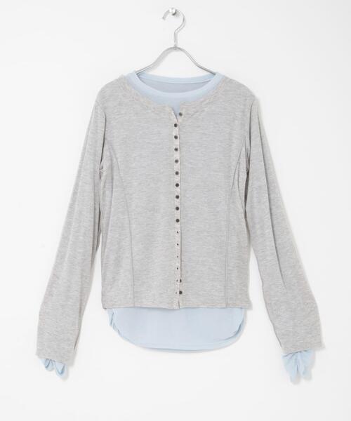 KBF（ケイビーエフ）の「バイカラーレイヤードカットソー（Tシャツ/カットソー・レディース・グレー/チャコールグレー/ブラウン・ONE）」の18枚目の写真