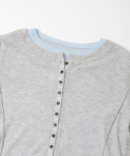 KBF（ケイビーエフ）の「バイカラーレイヤードカットソー（Tシャツ/カットソー・レディース・グレー/チャコールグレー/ブラウン・ONE）」の16枚目の写真