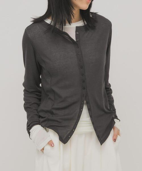 KBF（ケイビーエフ）の「バイカラーレイヤードカットソー（Tシャツ/カットソー・レディース・グレー/チャコールグレー/ブラウン・ONE）」の11枚目の写真