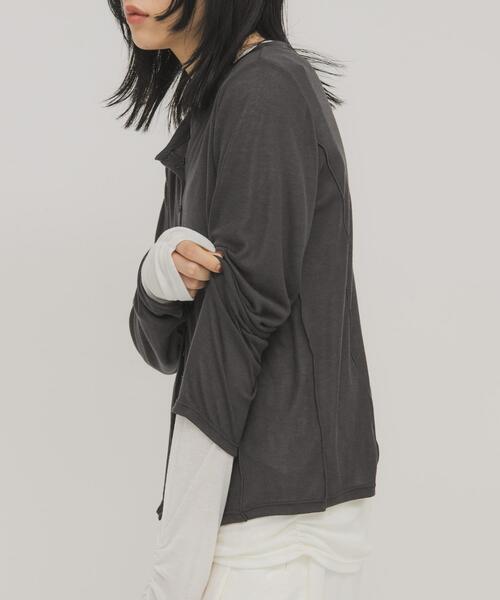 KBF（ケイビーエフ）の「バイカラーレイヤードカットソー（Tシャツ/カットソー・レディース・グレー/チャコールグレー/ブラウン・ONE）」の10枚目の写真