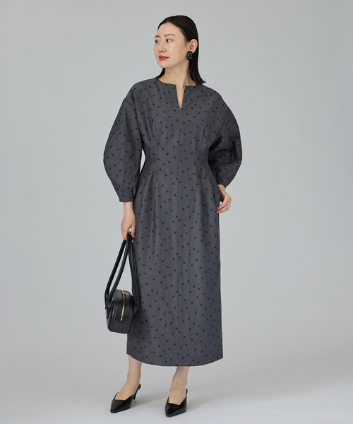 DOTジャガード ウエストシェイプワンピース（ワンピース）｜VERMEIL