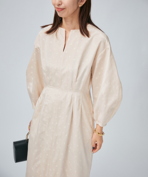 DOTジャガード ウエストシェイプワンピース（ワンピース）｜VERMEIL