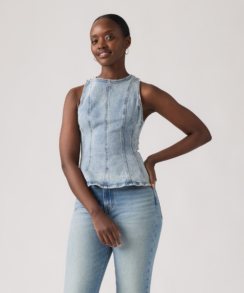 Levi's（リーバイス）の「Levi's/リーバイス レイトン ペプラムトップ（Tシャツ/カットソー・レディース・インディゴブルー・XS/S/M）」の2枚目の写真