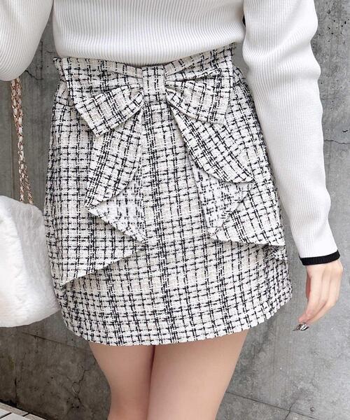 INGNI（イング）の「バックリボンツイードタイトミニスカパン（スカート・レディース・ホワイト系その他5/ブラック系その他2・FREE）」の2枚目の写真