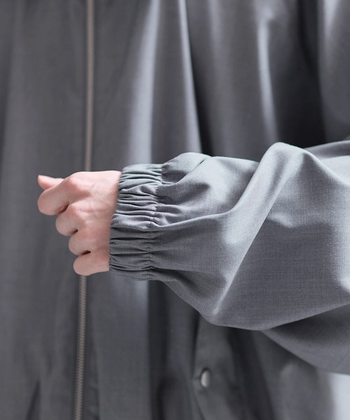 ETELIO（エテリオ）の「襟合皮切替ジップアップショートブルゾン（ブルゾン・メンズ・チャコール/ブラック/ワイン/グレー・S/M/L/XL）」の5枚目の写真