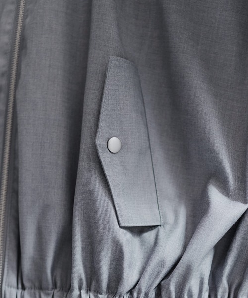 ETELIO（エテリオ）の「襟合皮切替ジップアップショートブルゾン（ブルゾン・メンズ・チャコール/ブラック/ワイン/グレー・S/M/L/XL）」の7枚目の写真