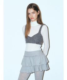 Boucle Tweed Bustier, Charcoal