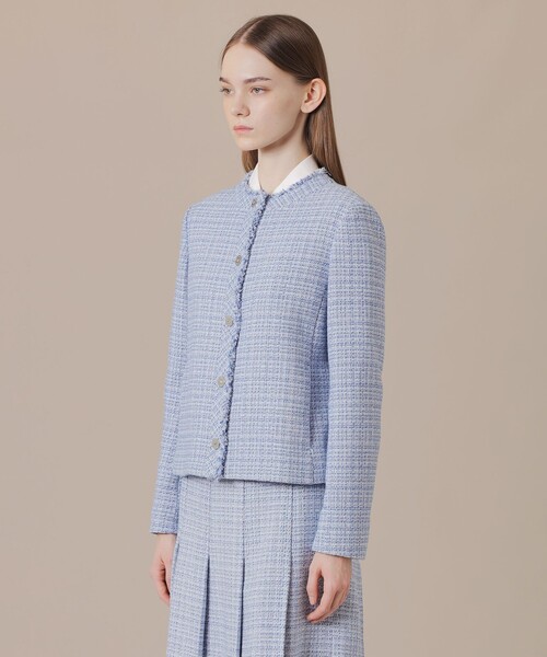 MACKINTOSH LONDON（マッキントッシュ ロンドン）の「ツイードノーカラージャケット（ノーカラージャケット・レディース・ブルー系その他4・40/38）」の4枚目の写真