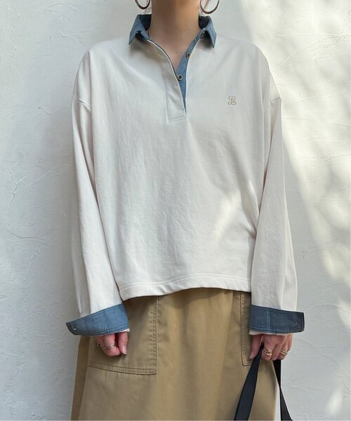 LBC（エルビーシー）の「ミニロゴ刺繍ラガープルオーバー（Tシャツ/カットソー・レディース・ネイビー/オフホワイト/ライトピンク・M）」の2枚目の写真