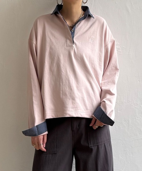 LBC（エルビーシー）の「ミニロゴ刺繍ラガープルオーバー（Tシャツ/カットソー・レディース・ネイビー/オフホワイト/ライトピンク・M）」の8枚目の写真