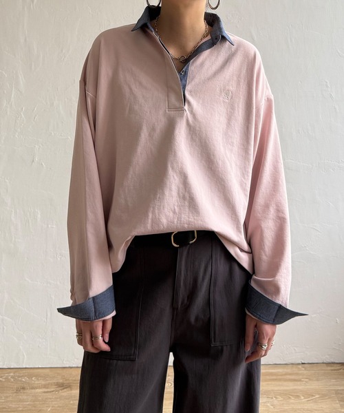 LBC（エルビーシー）の「ミニロゴ刺繍ラガープルオーバー（Tシャツ/カットソー・レディース・ネイビー/オフホワイト/ライトピンク・M）」の16枚目の写真