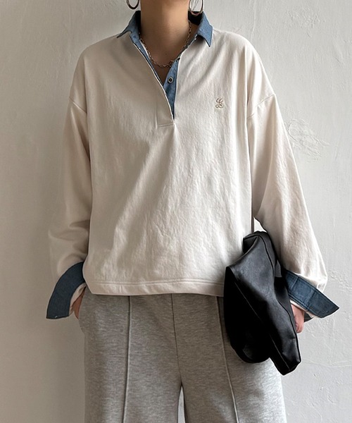 LBC（エルビーシー）の「ミニロゴ刺繍ラガープルオーバー（Tシャツ/カットソー・レディース・ネイビー/オフホワイト/ライトピンク・M）」の17枚目の写真