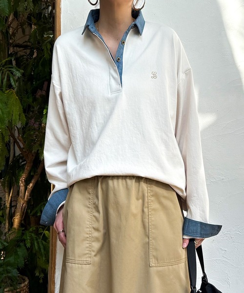 LBC（エルビーシー）の「ミニロゴ刺繍ラガープルオーバー（Tシャツ/カットソー・レディース・ネイビー/オフホワイト/ライトピンク・M）」の19枚目の写真