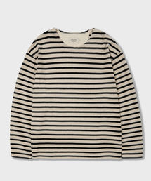 AMFEAST（アンフィースト）の「テリーストライプロングスリーブTシャツブラック（Tシャツ/カットソー）」