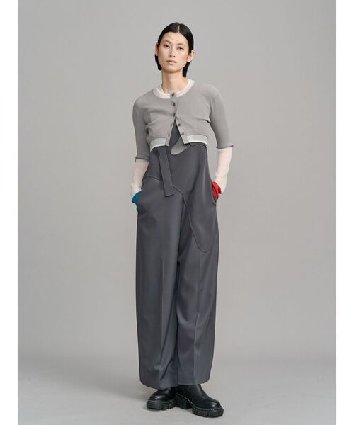 UN3D.（アンスリード）の「SHEER DOCKING SHORT KT CD / シアードッキングショートニットカーディガン（カーディガン/ボレロ・レディース・グレー/ブラック・38/36）」の6枚目の写真