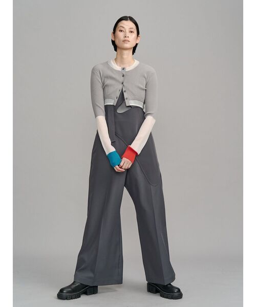 UN3D.（アンスリード）の「SHEER DOCKING SHORT KT CD / シアードッキングショートニットカーディガン（カーディガン/ボレロ・レディース・グレー/ブラック・38/36）」の7枚目の写真