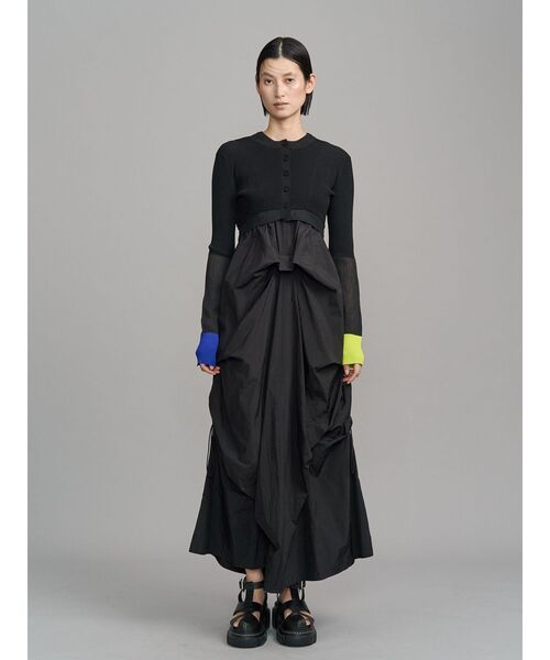 UN3D.（アンスリード）の「SHEER DOCKING SHORT KT CD / シアードッキングショートニットカーディガン（カーディガン/ボレロ・レディース・グレー/ブラック・38/36）」の9枚目の写真