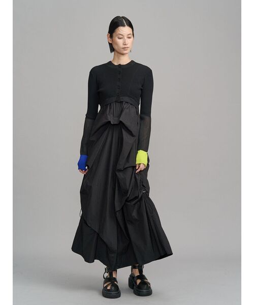 UN3D.（アンスリード）の「SHEER DOCKING SHORT KT CD / シアードッキングショートニットカーディガン（カーディガン/ボレロ・レディース・グレー/ブラック・38/36）」の12枚目の写真