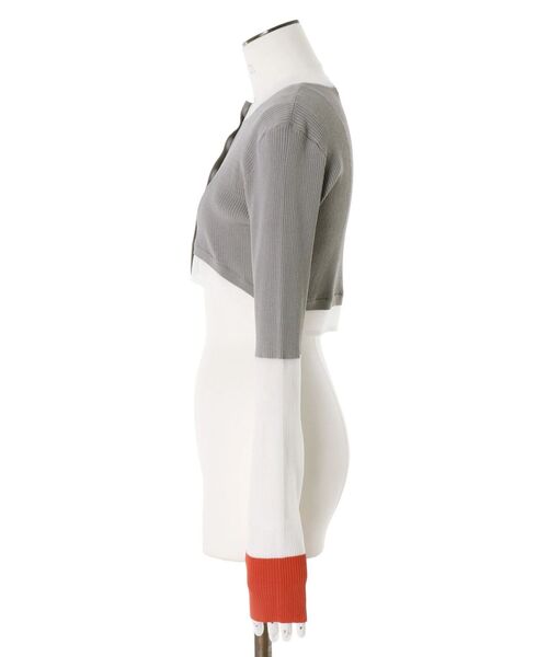 UN3D.（アンスリード）の「SHEER DOCKING SHORT KT CD / シアードッキングショートニットカーディガン（カーディガン/ボレロ・レディース・グレー/ブラック・38/36）」の15枚目の写真