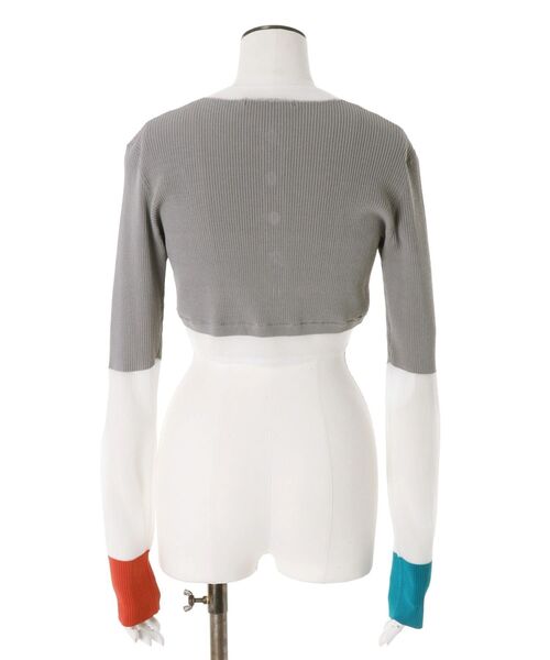 UN3D.（アンスリード）の「SHEER DOCKING SHORT KT CD / シアードッキングショートニットカーディガン（カーディガン/ボレロ・レディース・グレー/ブラック・38/36）」の16枚目の写真