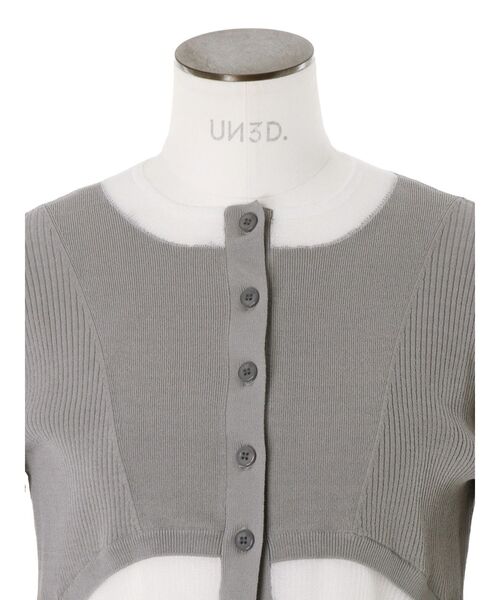 UN3D.（アンスリード）の「SHEER DOCKING SHORT KT CD / シアードッキングショートニットカーディガン（カーディガン/ボレロ・レディース・グレー/ブラック・38/36）」の17枚目の写真