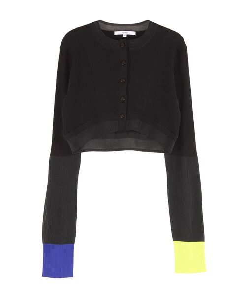 UN3D.（アンスリード）の「SHEER DOCKING SHORT KT CD / シアードッキングショートニットカーディガン（カーディガン/ボレロ・レディース・グレー/ブラック・38/36）」の4枚目の写真