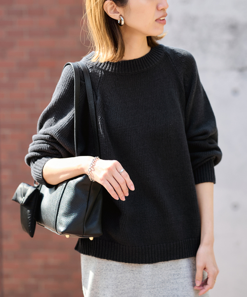 FRAMeWORK（フレームワーク）の「≪追加≫リネンコットンラグランニット（ニット/セーター・レディース・スミクロ/ベージュ/ホワイト・FREE）」の6枚目の写真