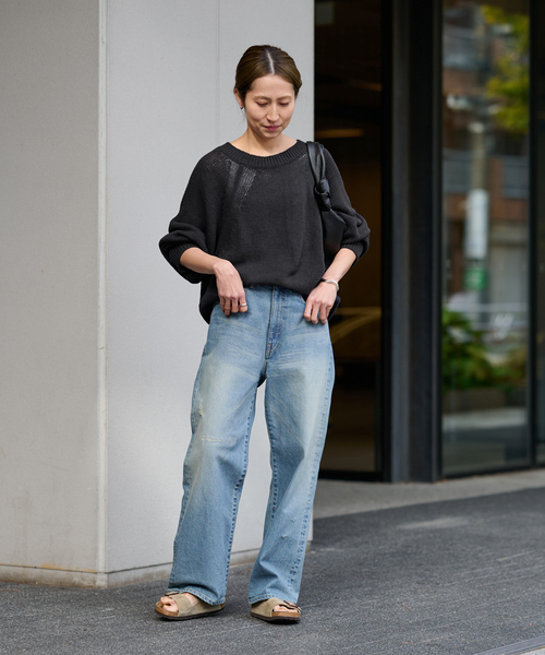 FRAMeWORK（フレームワーク）の「≪追加≫リネンコットンラグランニット（ニット/セーター・レディース・スミクロ/ベージュ/ホワイト・FREE）」の9枚目の写真