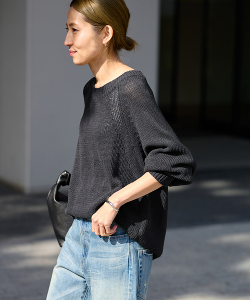 FRAMeWORK（フレームワーク）の「≪追加≫リネンコットンラグランニット（ニット/セーター・レディース・スミクロ/ベージュ/ホワイト・FREE）」の12枚目の写真