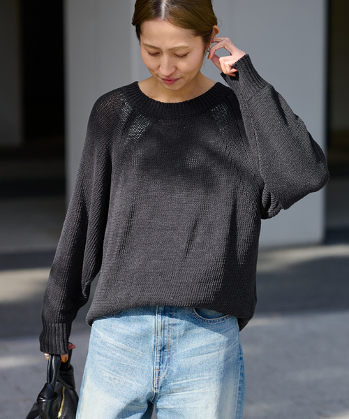 FRAMeWORK（フレームワーク）の「≪追加≫リネンコットンラグランニット（ニット/セーター・レディース・スミクロ/ベージュ/ホワイト・FREE）」の13枚目の写真