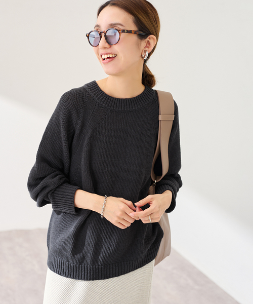 FRAMeWORK（フレームワーク）の「≪追加≫リネンコットンラグランニット（ニット/セーター・レディース・スミクロ/ベージュ/ホワイト・FREE）」の15枚目の写真