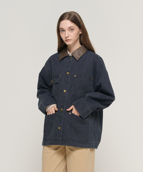 CARGOBROS FOR WOMAN(カーゴブロスフォーウィメン)の「配色カラー ポケット ワーク デニムジャケット (濃紺)(デニムジャケット・レディース・その他・FREE)」の2枚目の写真