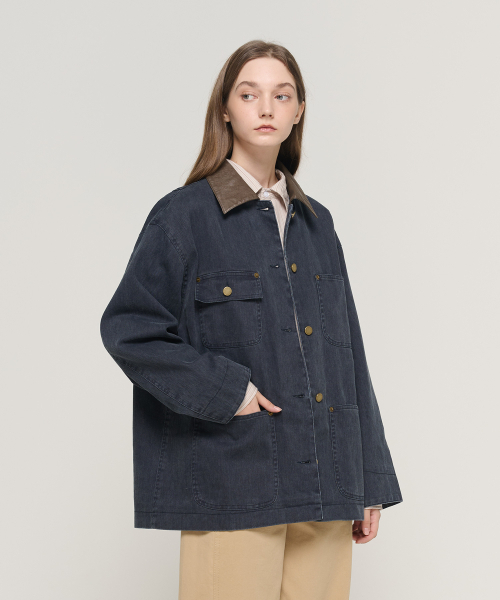 CARGOBROS FOR WOMAN(カーゴブロスフォーウィメン)の「配色カラー ポケット ワーク デニムジャケット (濃紺)(デニムジャケット・レディース・その他・FREE)」の4枚目の写真