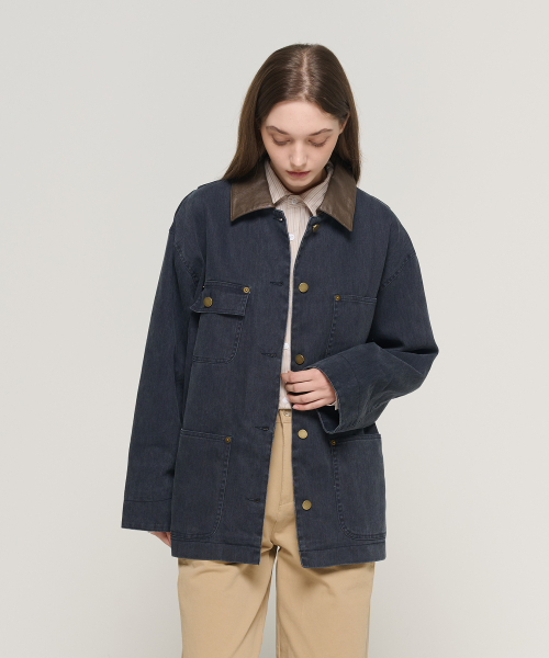 CARGOBROS FOR WOMAN(カーゴブロスフォーウィメン)の「配色カラー ポケット ワーク デニムジャケット (濃紺)(デニムジャケット・レディース・その他・FREE)」の5枚目の写真