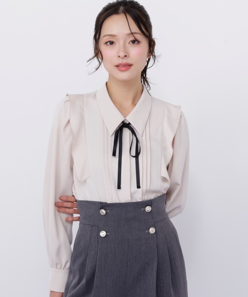 JILL by JILL STUART(ジルバイジルスチュアート)の「リボン付きピンタックブラウス(シャツ/ブラウス・レディース・ピンク/ホワイト系その他/ブルー・FREE)」の12枚目の写真