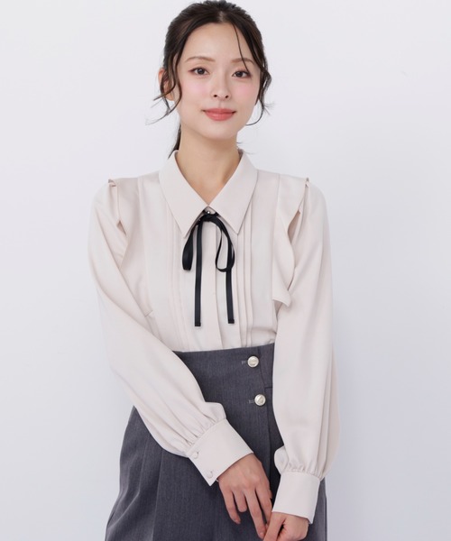 JILL by JILL STUART(ジルバイジルスチュアート)の「リボン付きピンタックブラウス(シャツ/ブラウス・レディース・ピンク/ホワイト系その他/ブルー・FREE)」の13枚目の写真