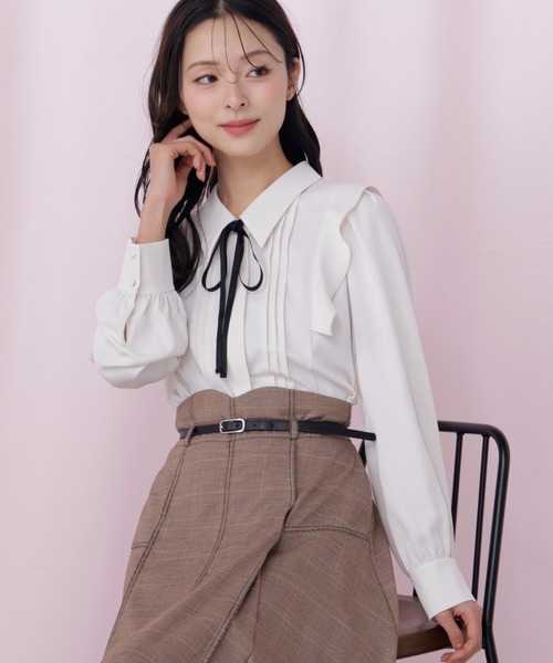 JILL by JILL STUART(ジルバイジルスチュアート)の「リボン付きピンタックブラウス(シャツ/ブラウス・レディース・ピンク/ホワイト系その他/ブルー・FREE)」の22枚目の写真