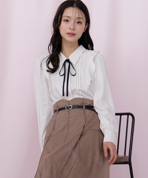 JILL by JILL STUART(ジルバイジルスチュアート)の「リボン付きピンタックブラウス(シャツ/ブラウス・レディース・ピンク/ホワイト系その他/ブルー・FREE)」の21枚目の写真