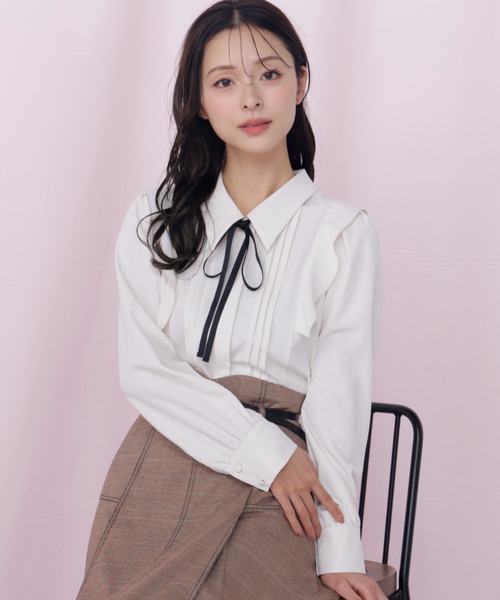 JILL by JILL STUART(ジルバイジルスチュアート)の「リボン付きピンタックブラウス(シャツ/ブラウス・レディース・ピンク/ホワイト系その他/ブルー・FREE)」の20枚目の写真