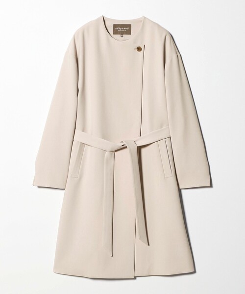 A DAY IN THE LIFE UNITED ARROWS(アデイインザライフユナイテッドアローズ)の「ダブルクロス ノーカラー ベルトコート<A DAY IN THE LIFE>(その他アウター・レディース・ブラック/ネイビー/ナチュラル・36/38)」の8枚目の写真