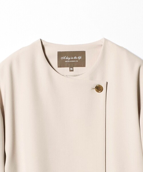 A DAY IN THE LIFE UNITED ARROWS(アデイインザライフユナイテッドアローズ)の「ダブルクロス ノーカラー ベルトコート<A DAY IN THE LIFE>(その他アウター・レディース・ブラック/ネイビー/ナチュラル・36/38)」の22枚目の写真