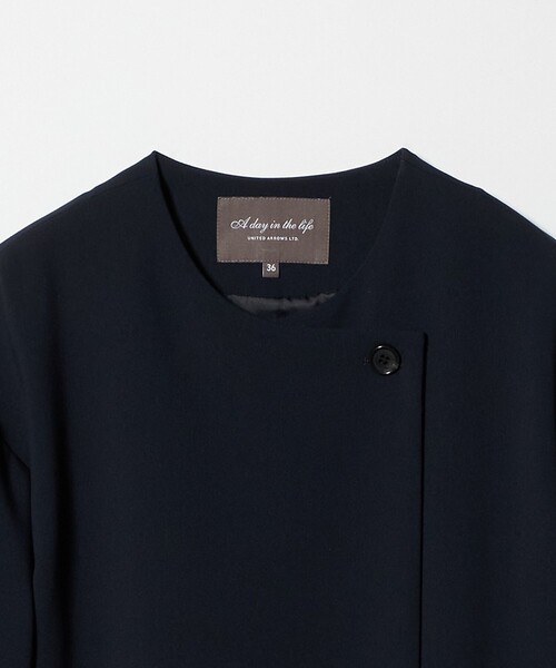A DAY IN THE LIFE UNITED ARROWS(アデイインザライフユナイテッドアローズ)の「ダブルクロス ノーカラー ベルトコート<A DAY IN THE LIFE>(その他アウター・レディース・ブラック/ネイビー/ナチュラル・36/38)」の12枚目の写真