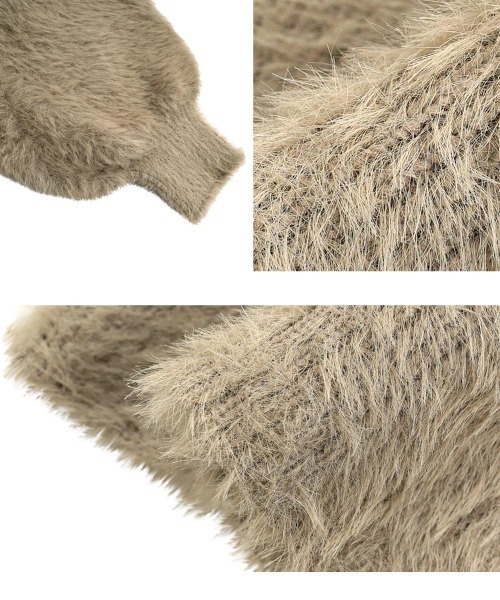 KOBE LETTUCE（コウベレタス）の「フェザーカシュクールニット（ニット/セーター・レディース・アイボリー/モカ/ピンク・M）」の8枚目の写真