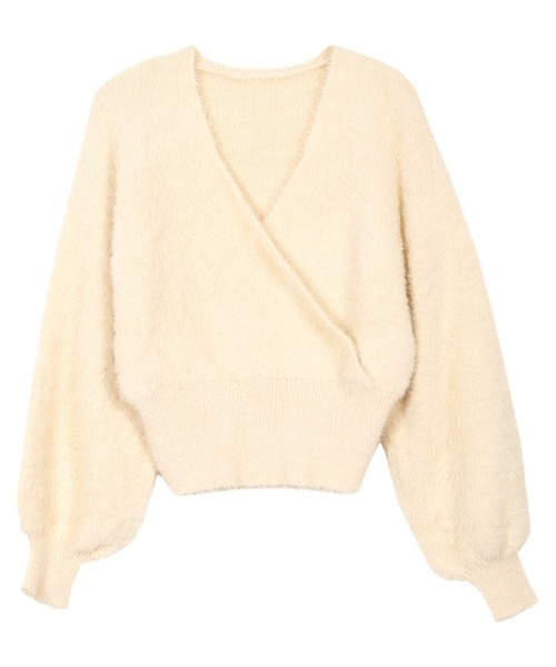 KOBE LETTUCE（コウベレタス）の「フェザーカシュクールニット（ニット/セーター・レディース・アイボリー/モカ/ピンク・M）」の9枚目の写真