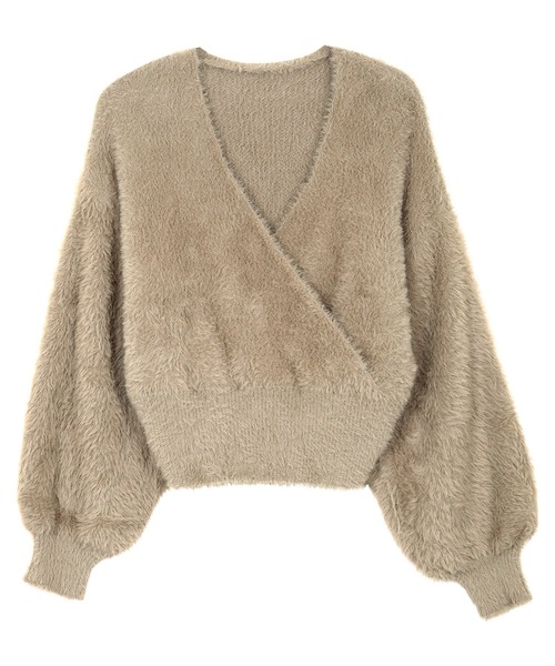 KOBE LETTUCE（コウベレタス）の「フェザーカシュクールニット（ニット/セーター・レディース・アイボリー/モカ/ピンク・M）」の10枚目の写真