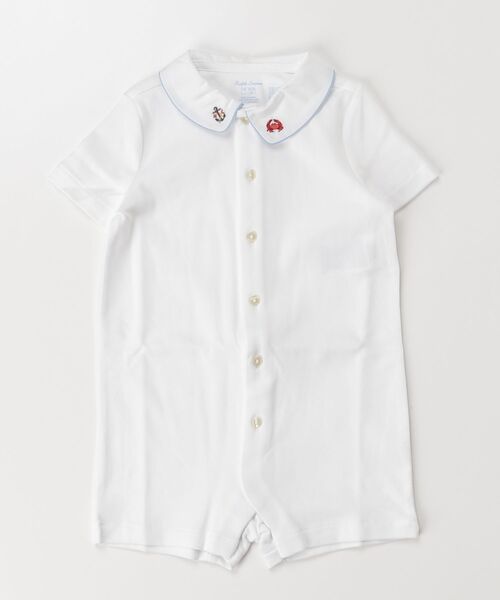 POLO RALPH LAUREN CHILDRENSWEAR(ポロ ラルフ ローレン チルドレンズウェア)の「エンブロイダリーカラー コットン ショートオール(ロンパース・キッズ・ホワイト・12M/9M)」の4枚目の写真